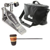 DW 5000 Modern Retro Turbo Single Bass Drum Pedal Bundle w/Bag & Low Boy Standard Leather Brown/Amber/Brown/Gold Stripes CDE Logo Beater Drums and Percussion / Parts and Accessories / Pedals
