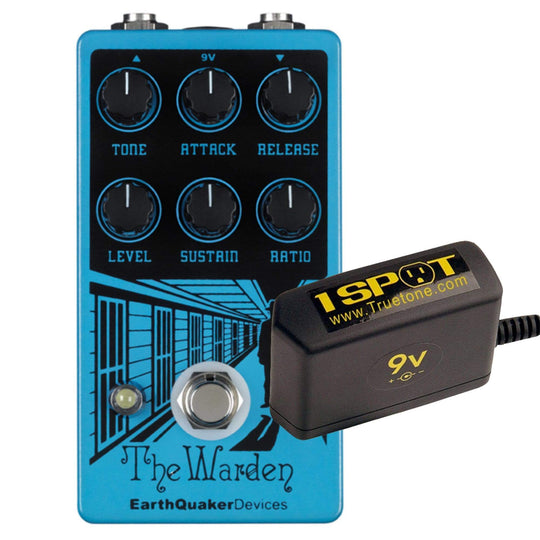 Earthquaker Devices The Warden Optical Compressor v2 Bundle w/ Truetone 1 Spot Space Saving 9v Adapter Effects and Pedals / Compression and Sustain