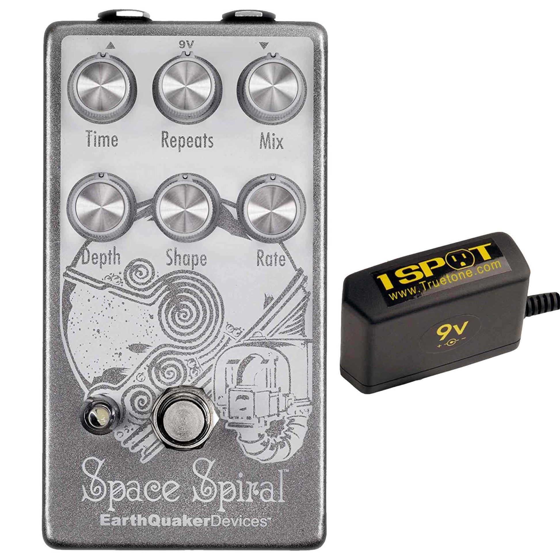 Earthquaker Devices Space Spiral Modulated Delay v2 Bundle w/ Truetone 1 Spot Space Saving 9v Adapter Effects and Pedals / Delay