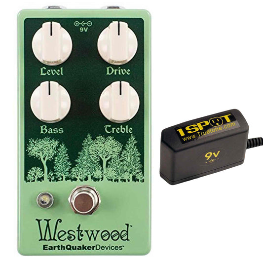 Earthquaker Devices Westwood Translucent Drive Manipulator Bundle w/ Truetone 1 Spot Space Saving 9v Adapter Effects and Pedals / Overdrive and Boost
