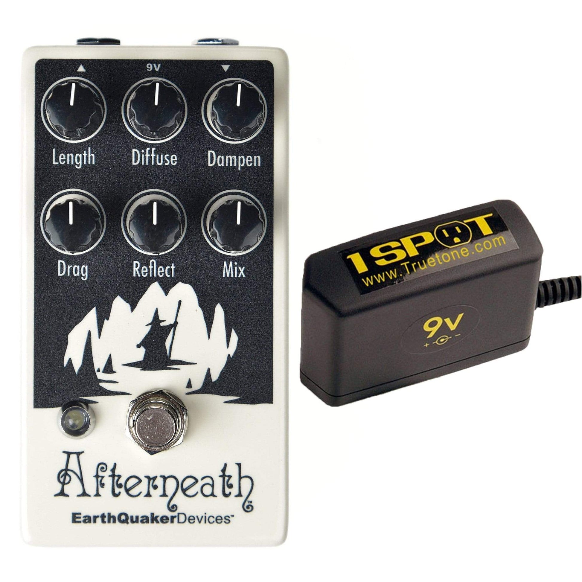 Earthquaker Devices Afterneath Otherworldly Reverberation Machine Invert Glow-in-the-Dark v2 Bundle w/ Truetone 1 Spot Space Saving 9v Adapter Effects and Pedals / Reverb