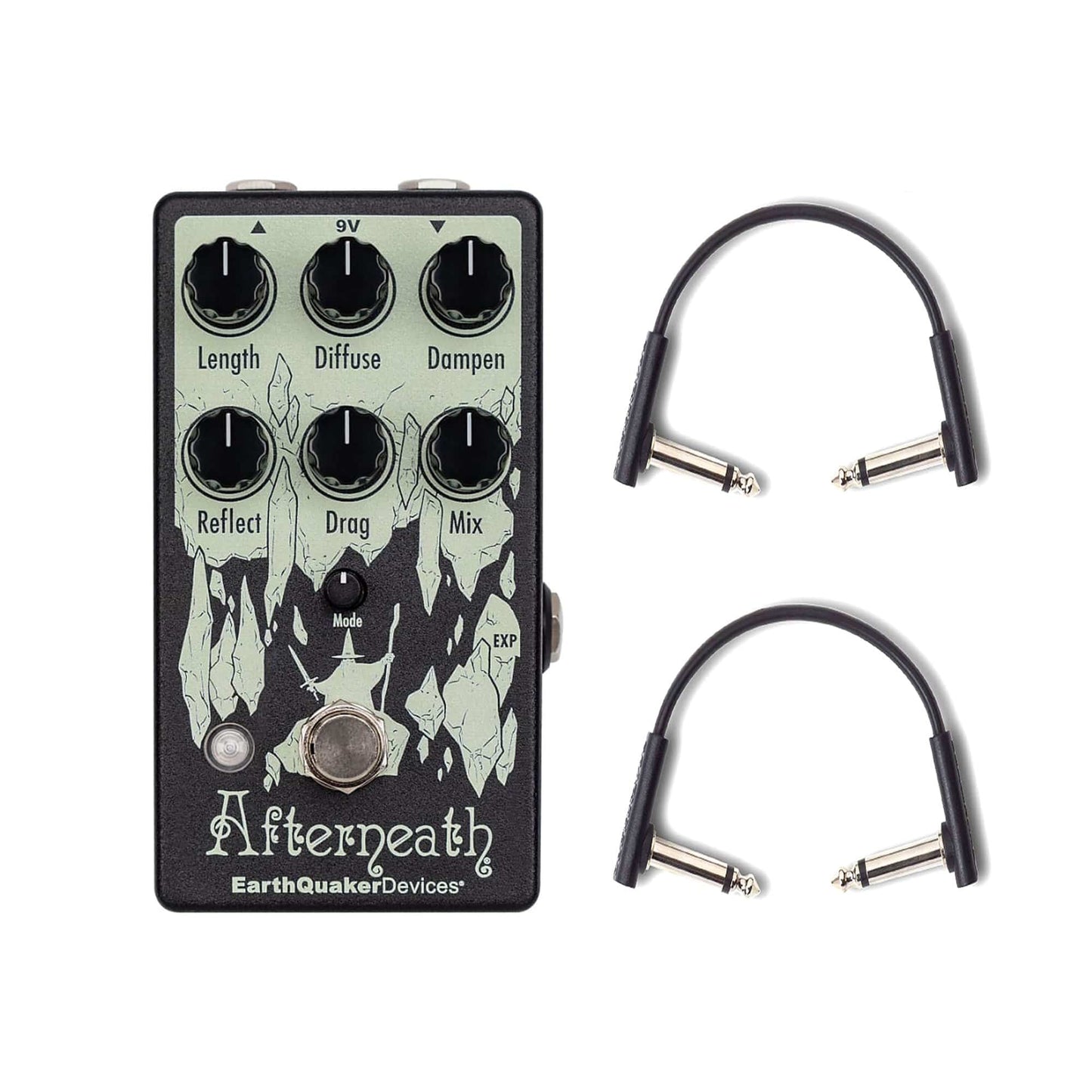 EarthQuaker Devices Afterneath V3 Enhanced Otherworldly Reverberation Machine w/(2) RockBoard Flat Patch Cables Bundle Effects and Pedals / Reverb