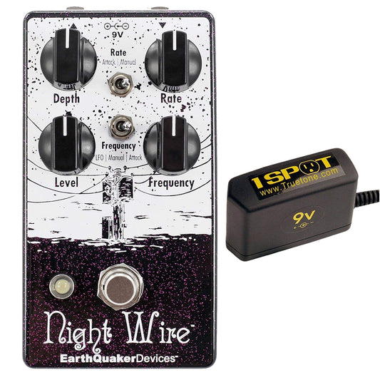 Earthquaker Devices Night Wire Dynamic Harmonic Tremolo v2 Bundle w/ Truetone 1 Spot Space Saving 9v Adapter Effects and Pedals / Tremolo and Vibrato