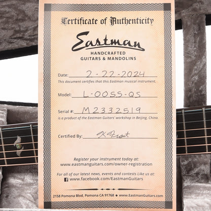 Eastman L-OOSS-QS European Spruce/AA Quilted Sapele OOSS Natural Acoustic Guitars / OM and Auditorium