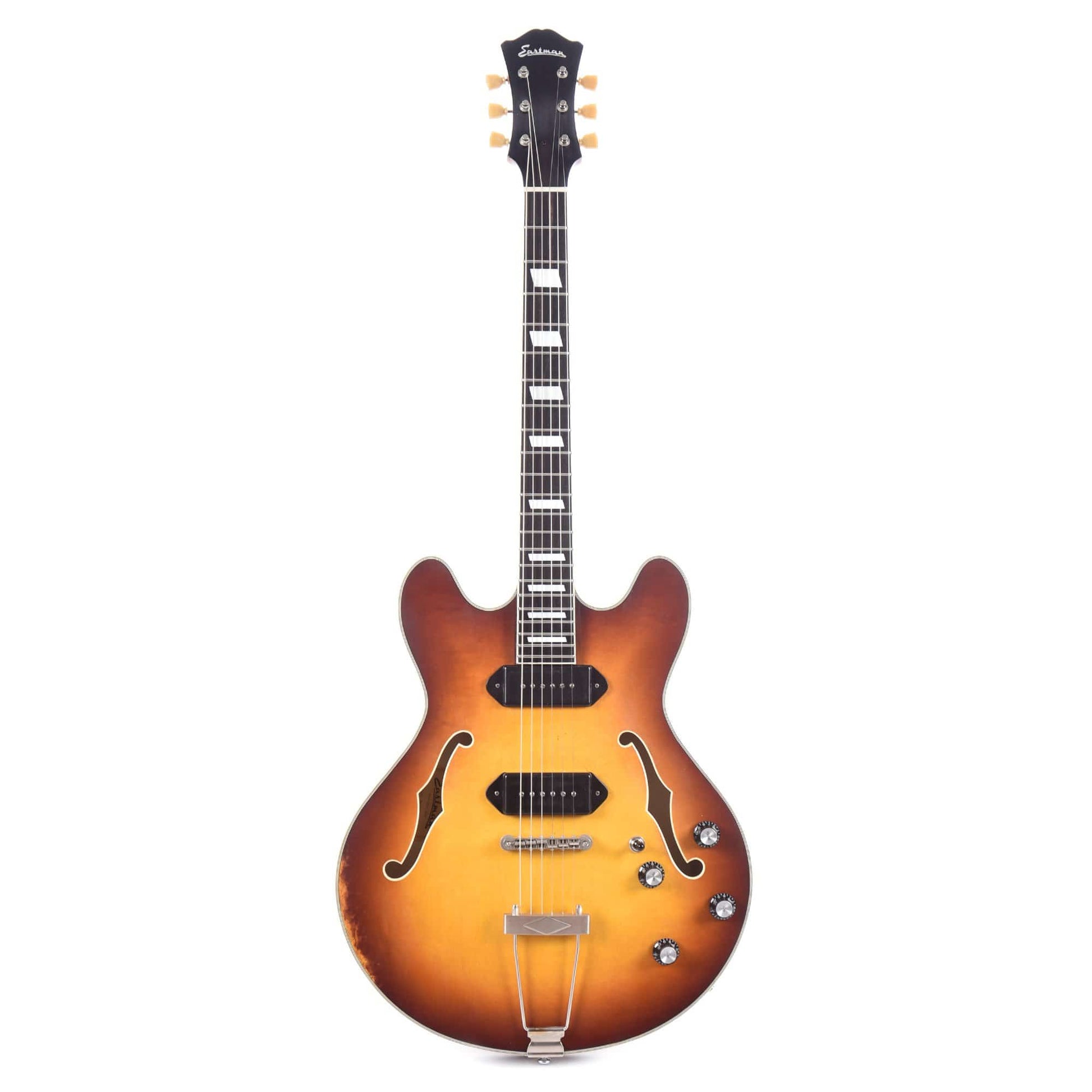 Eastman T64/v-T Thinline Antique Goldburst w/Lollar P-90 Dogears & Trapeze Tailpiece Electric Guitars / Hollow Body