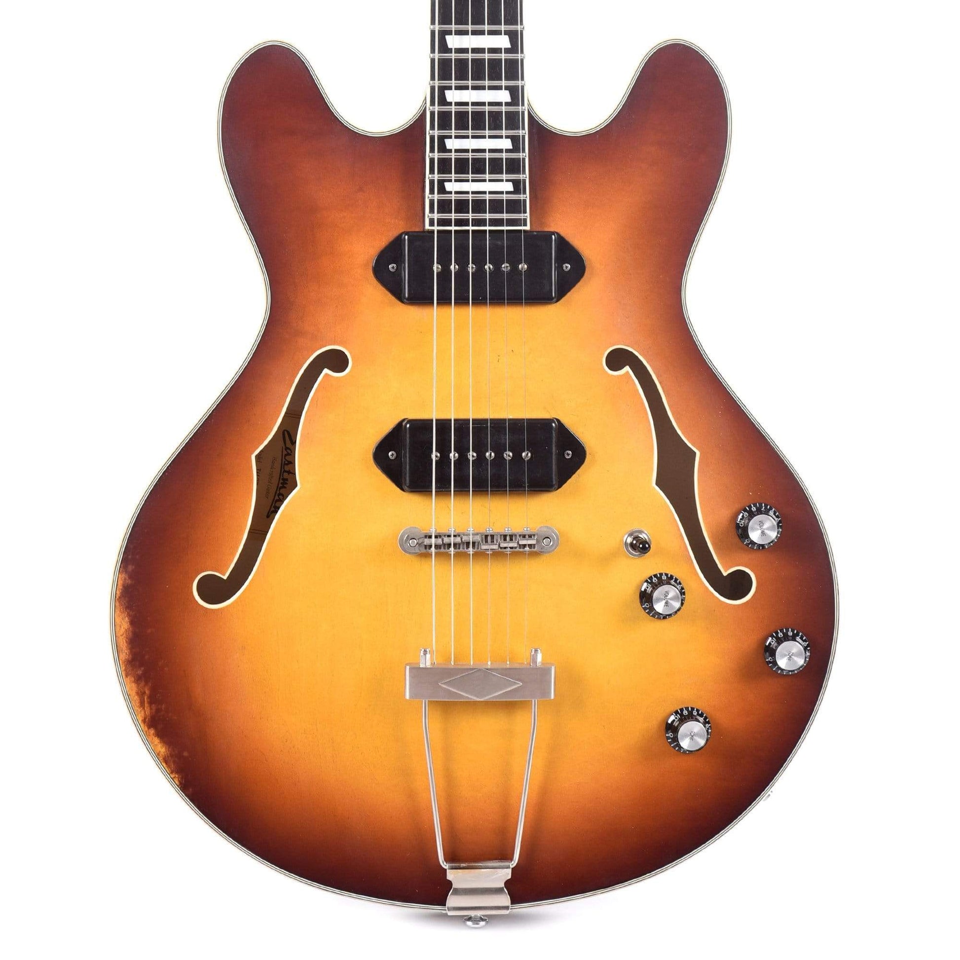 Eastman T64/v-T Thinline Antique Goldburst w/Lollar P-90 Dogears & Trapeze Tailpiece Electric Guitars / Hollow Body