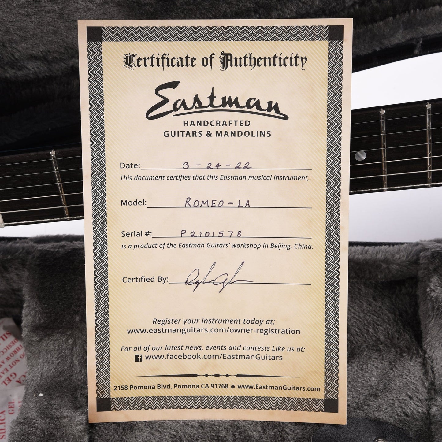 Eastman Custom Edition Romeo LA Built by Otto D'Ambrosio Electric Guitars / Semi-Hollow