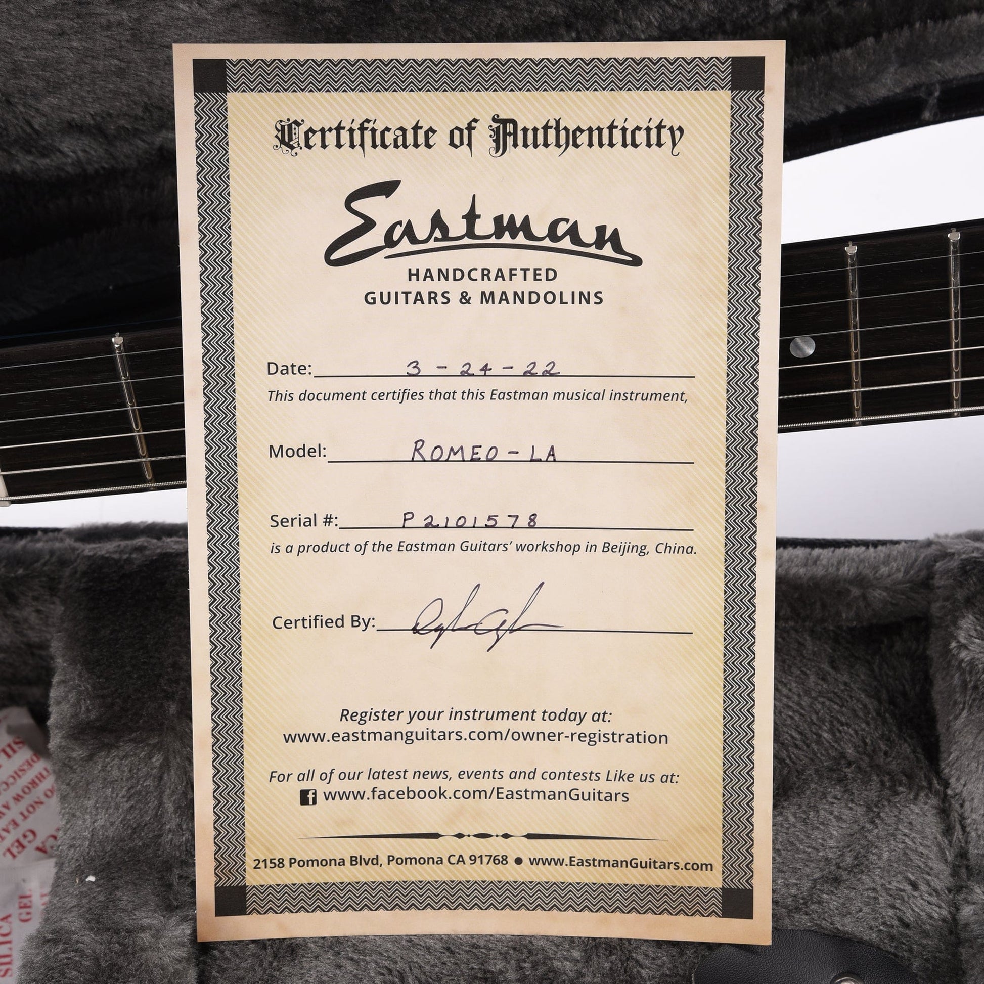 Eastman Custom Edition Romeo LA Built by Otto D'Ambrosio Electric Guitars / Semi-Hollow