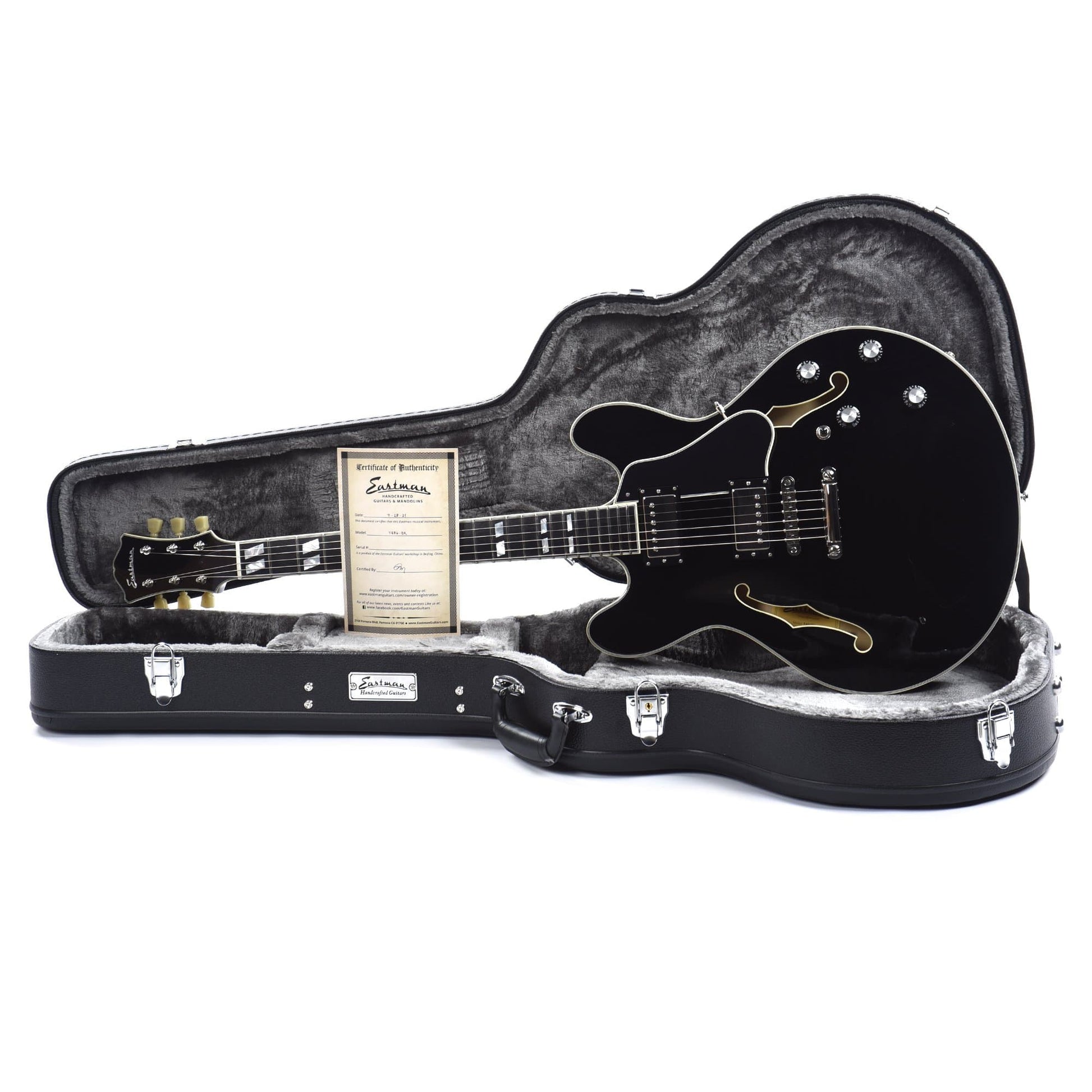 Eastman T486 Thinline Deluxe Black w/Seymour Duncan Humbuckers Electric Guitars / Semi-Hollow