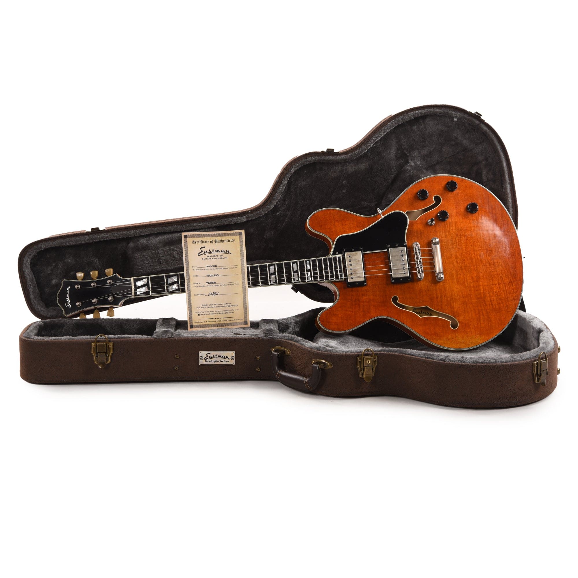 Eastman T59/v Classic Thinline Deluxe Antique Amber w/Seymour Duncan Antiquity Humbuckers Electric Guitars / Semi-Hollow