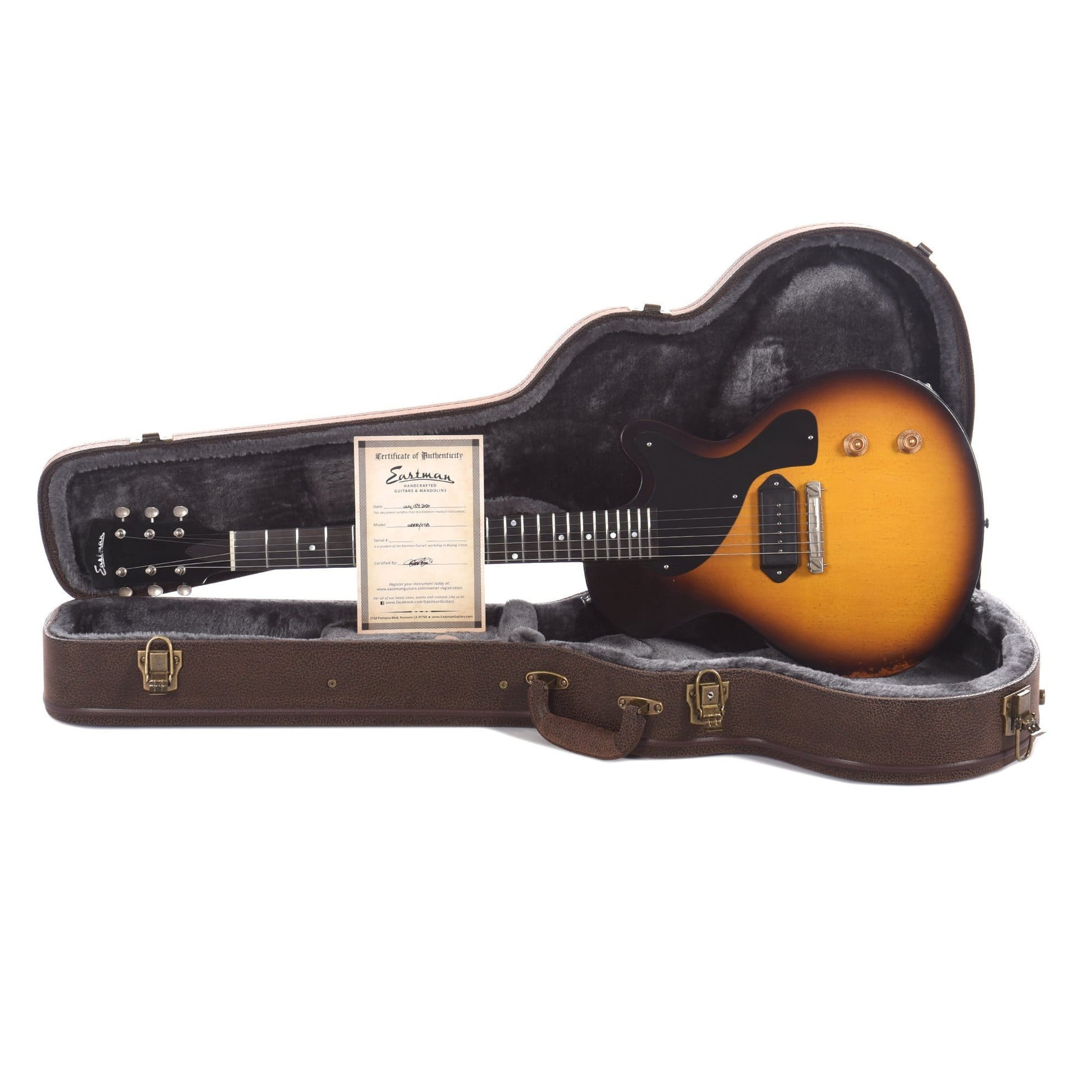 Eastman SB55/v Antique Sunburst w/Nitro Antique Varnish & Lollar '50s Spec Dog Ear P-90 Electric Guitars / Solid Body