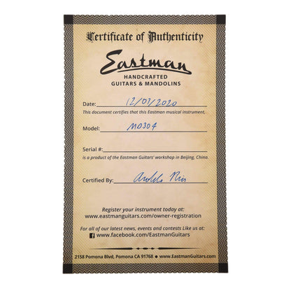 Eastman MD304 Sitka/Maple A-Style Oval Hole Mandolin Classic Finish Folk Instruments / Mandolins