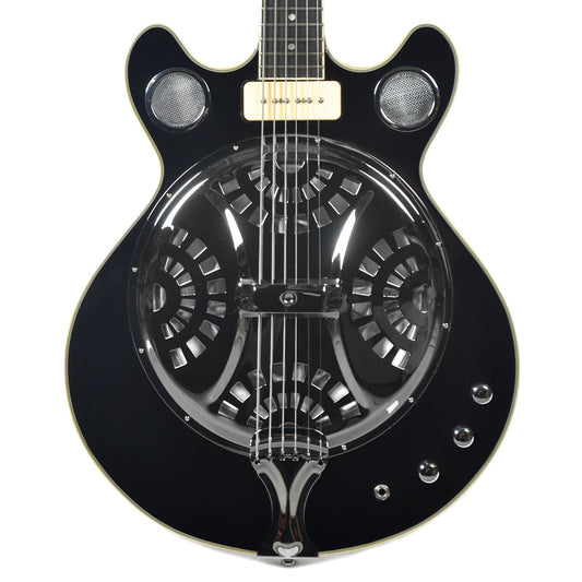 Eastwood Delta-6 Baritone Electric Resonator Black Electric Guitars / Semi-Hollow