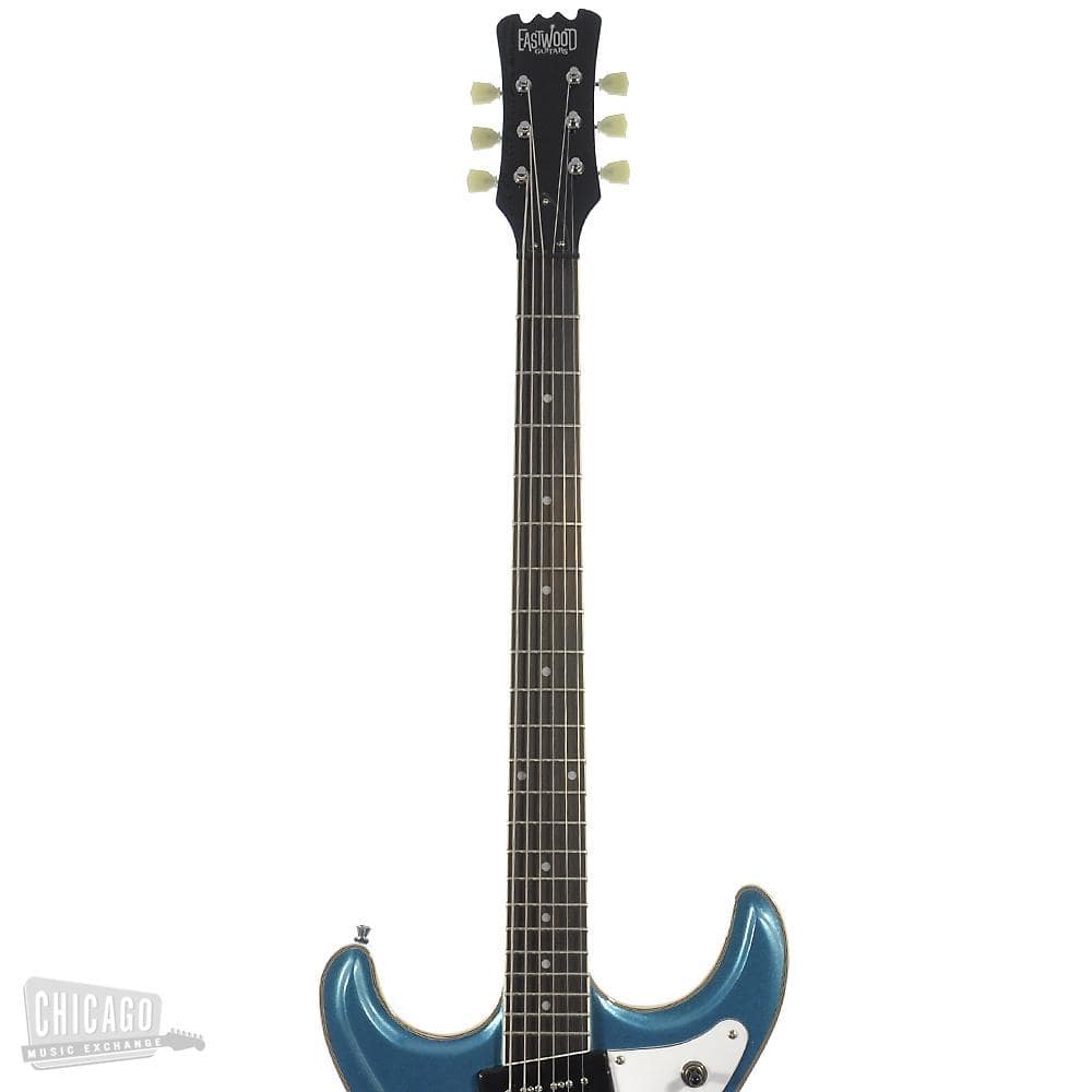 Eastwood Sidejack Baritone Deluxe Metallic Blue Electric Guitars / Solid Body