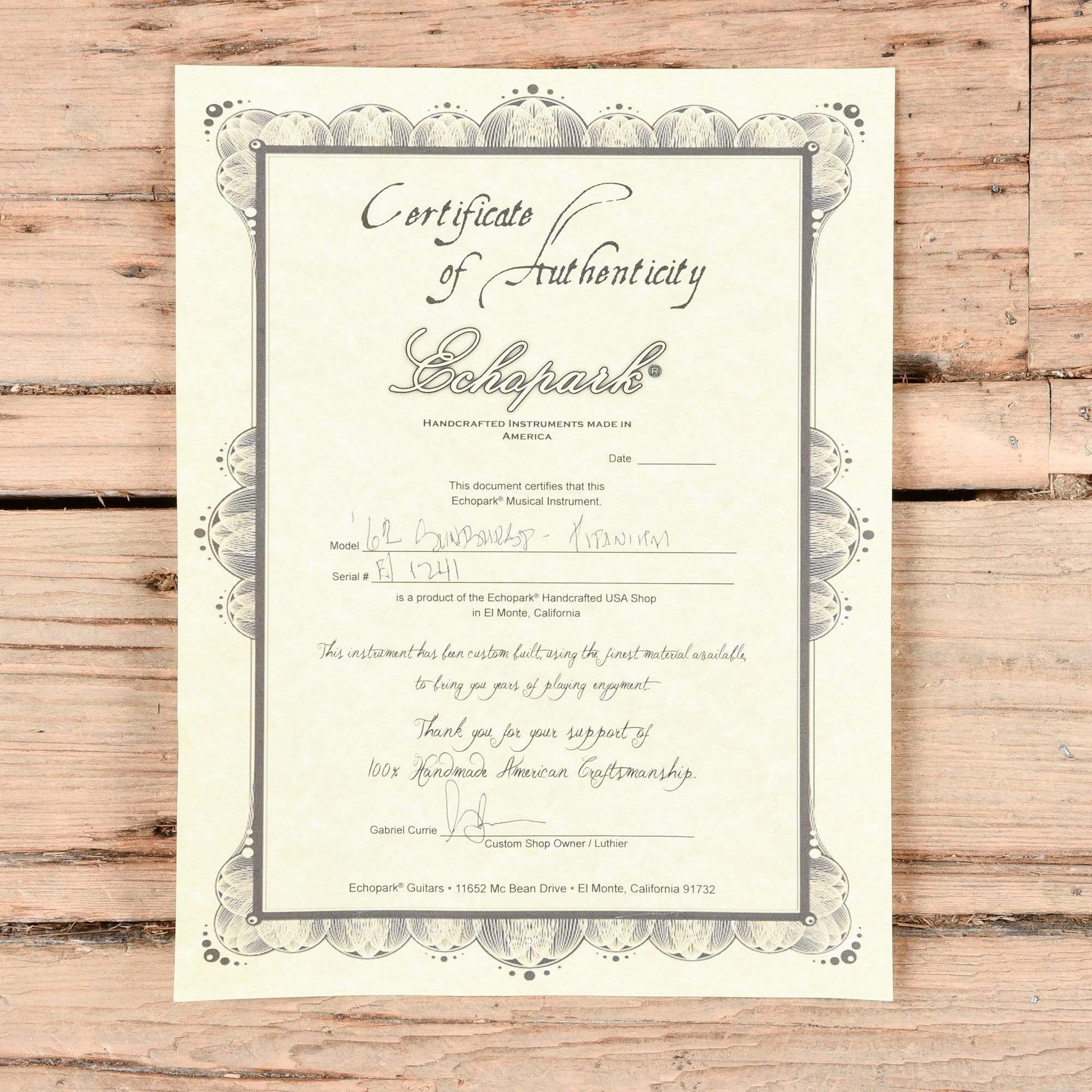 Echopark '62 Model Sunburst 2015 Electric Guitars / Solid Body