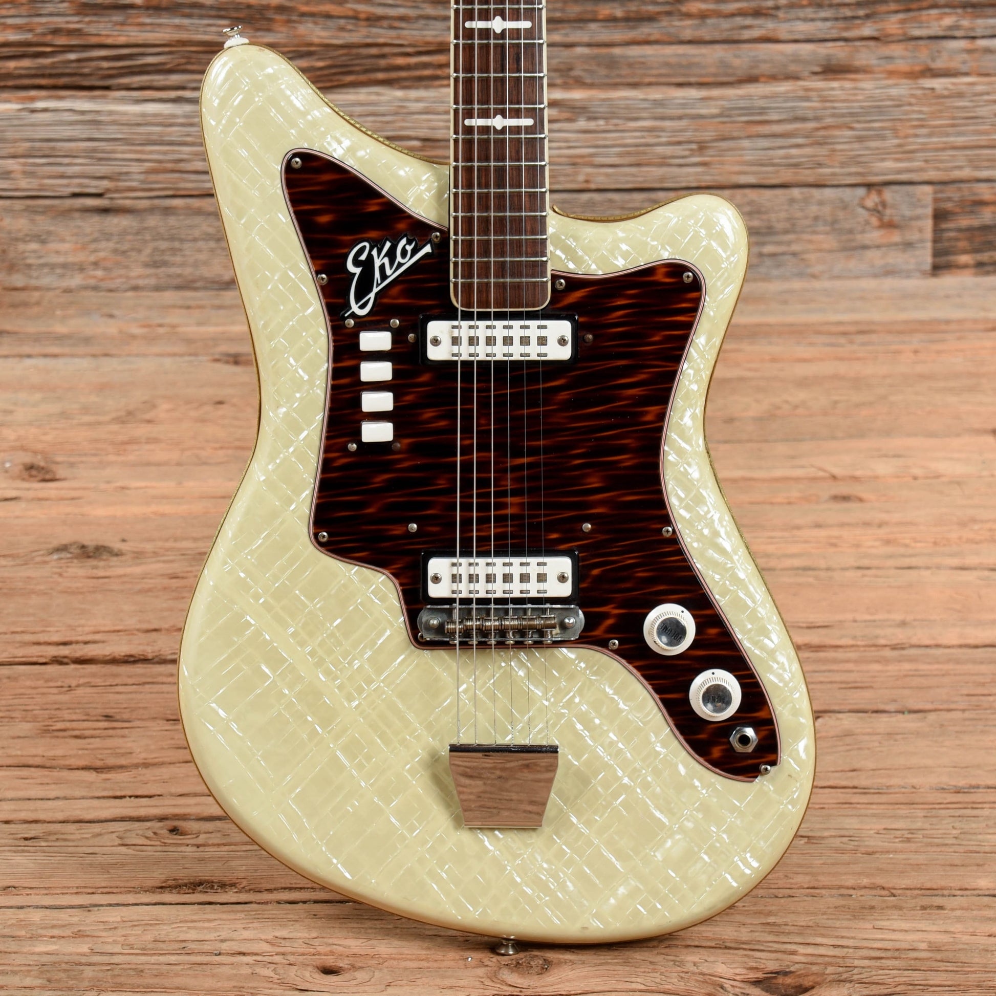 EKO 500 V2 White Pearloid 1960s Electric Guitars / Solid Body