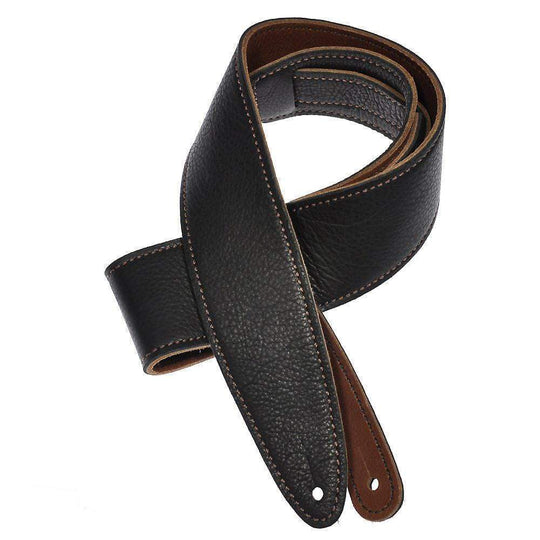 El Dorado Durango Suave Leather Guitar Strap 2.5 Inch - Black & Congac Accessories / Straps