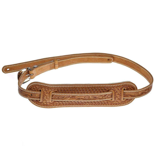 El Dorado Vintage Hand-Tooled Leather Guitar Strap - Tan Flower & Leaf Accessories / Straps