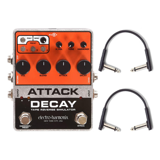 Electro-Harmonix Attack Decay Tape Reverse Simulator w/(2) RockBoard Flat Patch Cables Bundle Effects and Pedals / Controllers, Volume and Expression