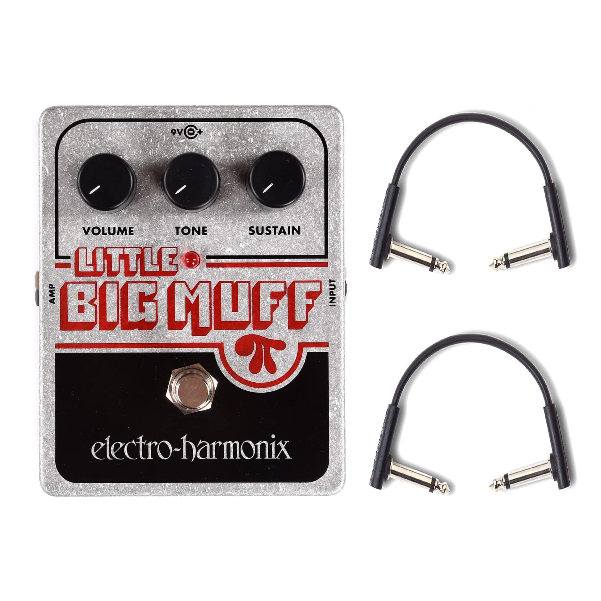 little big muff pedal Electro-Harmonix Little Big Muff Pi w/(2) RockBoard Flat Patch Cables Bundle