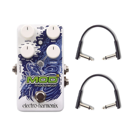Electro-Harmonix Mod 11 Modulator Pedal w/(2) RockBoard Flat Patch Cables Bundle Effects and Pedals / Multi-Effect Unit