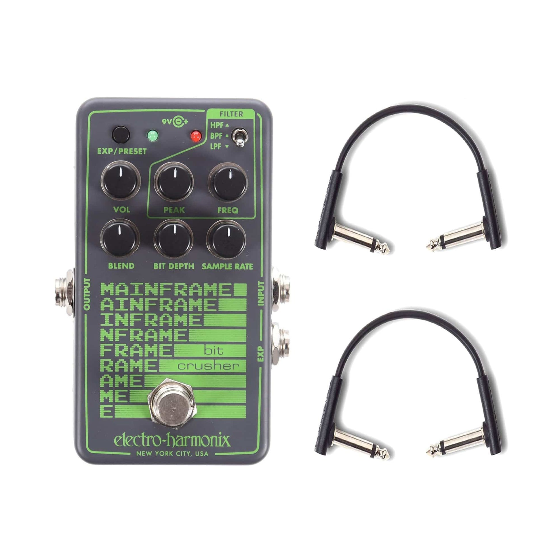 Electro-Harmonix Mainframe Bit Crusher w/(2) RockBoard Flat Patch Cables Bundle Effects and Pedals / Noise Generators