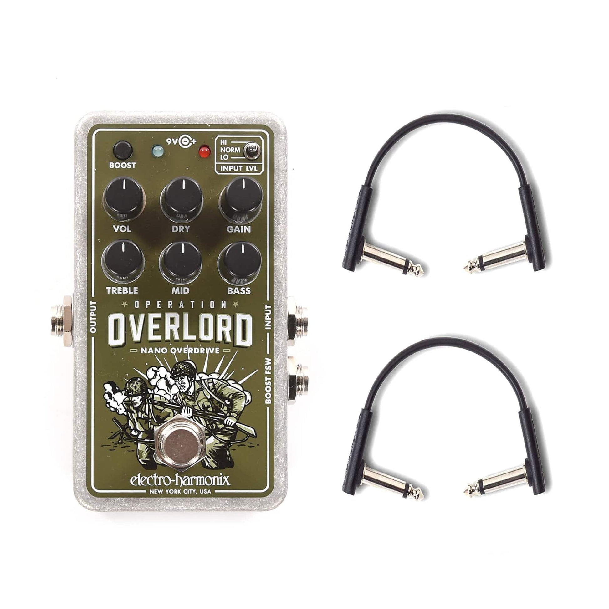Electro-Harmonix Nano Operation Overlord Stereo Overdrive Distortion w/(2) RockBoard Flat Patch Cables Bundle Effects and Pedals / Overdrive and Boost