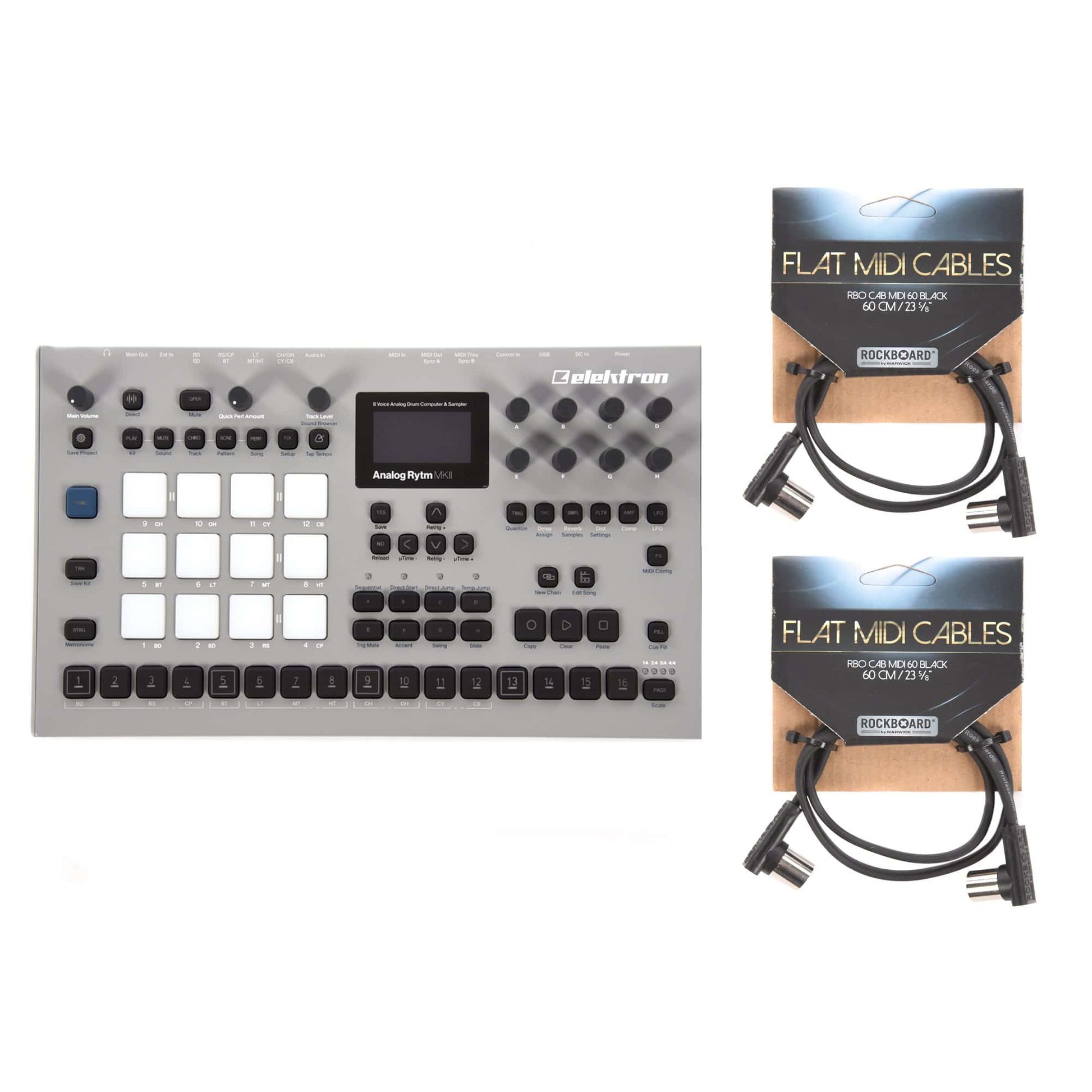 analog rytm sequence external gear Elektron Analog Rytm MKII 8-Voice Drum Computer Essential Cables Bundl – Chicago Music Exchange