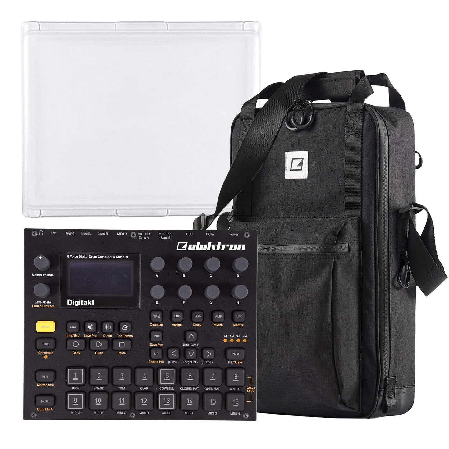 Elektron Digitakt 8-Voice Digital Drum Machine & Sampler, ECC-7 Carry Bag, and PL-2s Protective Lid Essentials Bundle Drums and Percussion / Drum Machines and Samplers