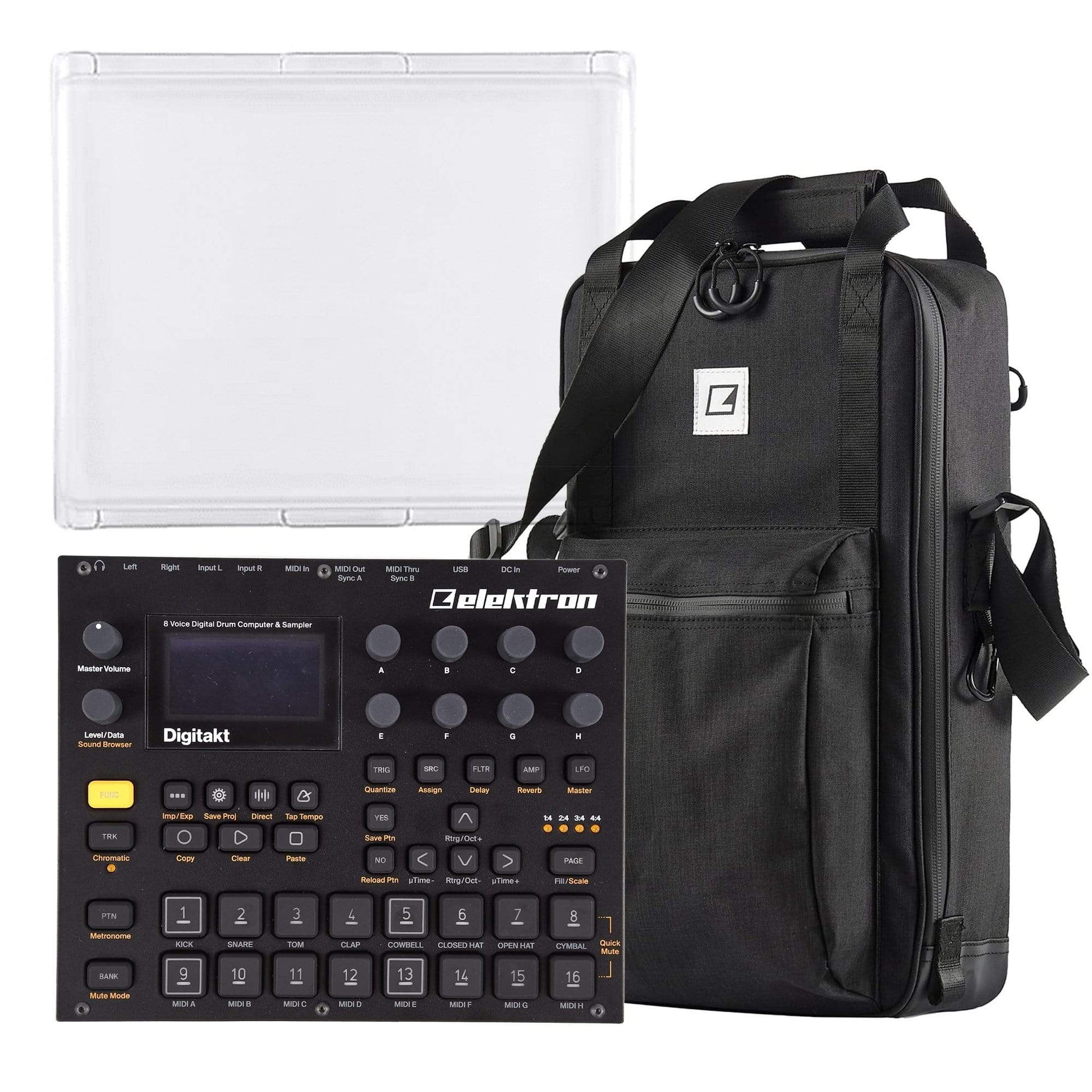 Elektron Digitakt 8-Voice Digital Drum Machine & Sampler, ECC-7 Carry Bag, and PL-2s Protective Lid Essentials Bundle Drums and Percussion / Drum Machines and Samplers