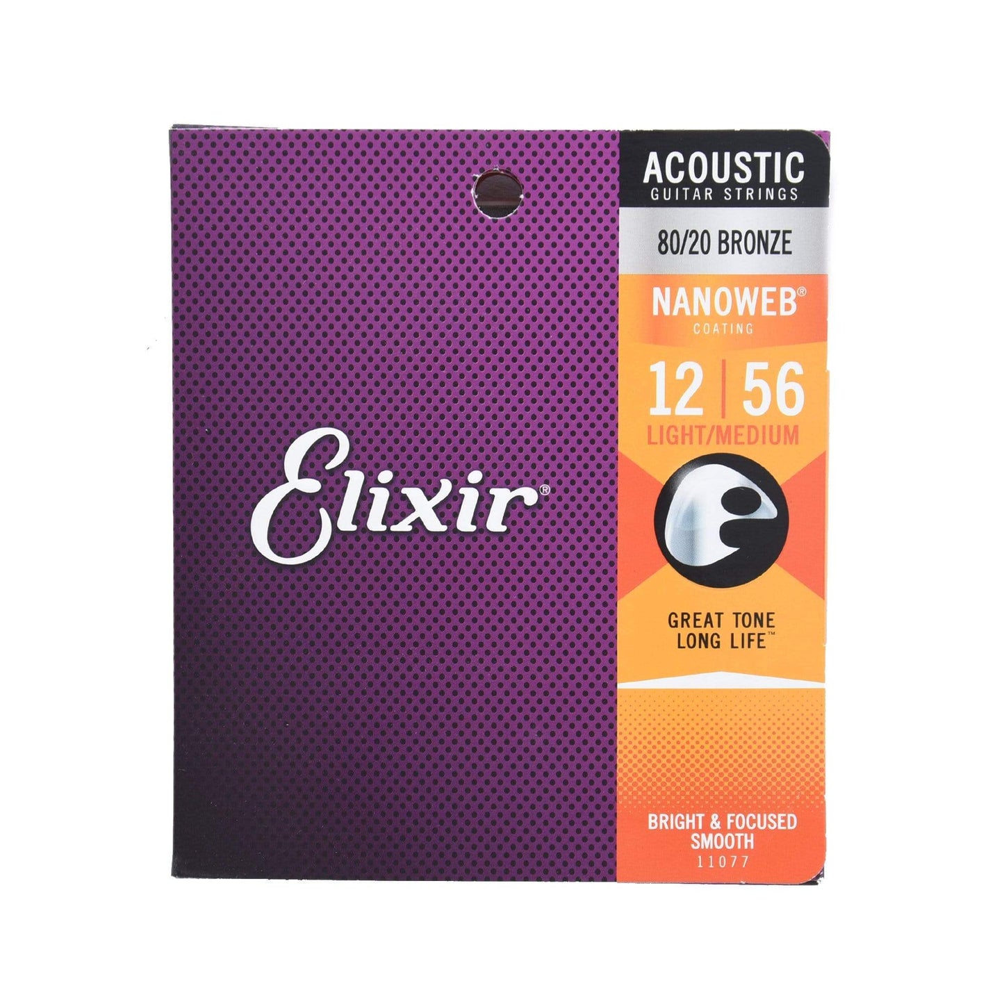 Elixir 11077 Acoustic 80/20 Bronze Nanoweb Light-Medium 12-56 Accessories / Strings / Guitar Strings