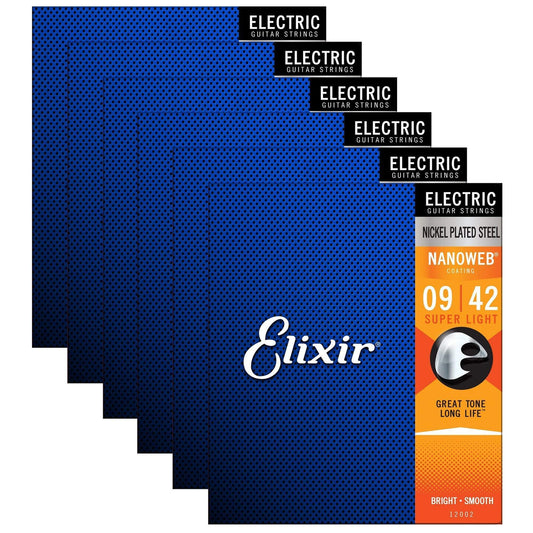 Elixir 12002 Electric Nano Super Light 9-42 (6 Pack Bundle) Accessories / Strings / Guitar Strings