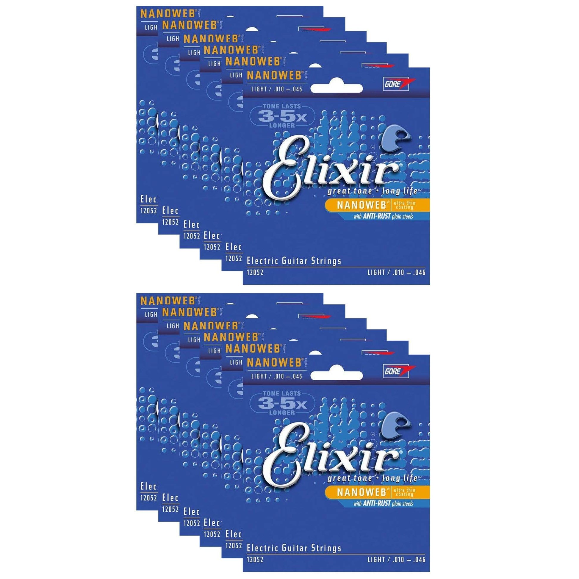 Elixir 12052 Electric Nano Light 10-46 (12 Pack Bundle) Accessories / Strings / Guitar Strings