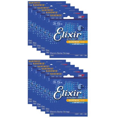 Elixir 12052 Electric Nano Light 10-46 (12 Pack Bundle) Accessories / Strings / Guitar Strings