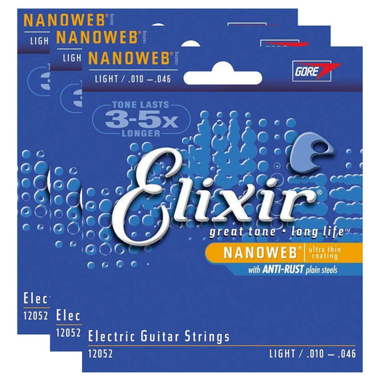 Elixir 12052 Electric Nano Light 10-46 (3 Pack Bundle) Accessories / Strings / Guitar Strings