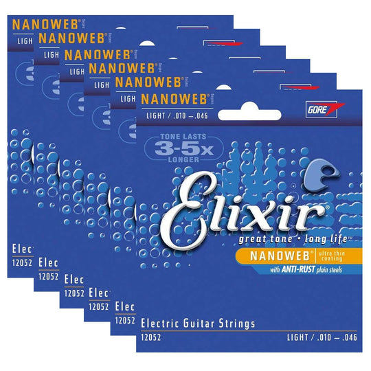Elixir 12052 Electric Nano Light 10-46 (6 Pack Bundle) Accessories / Strings / Guitar Strings