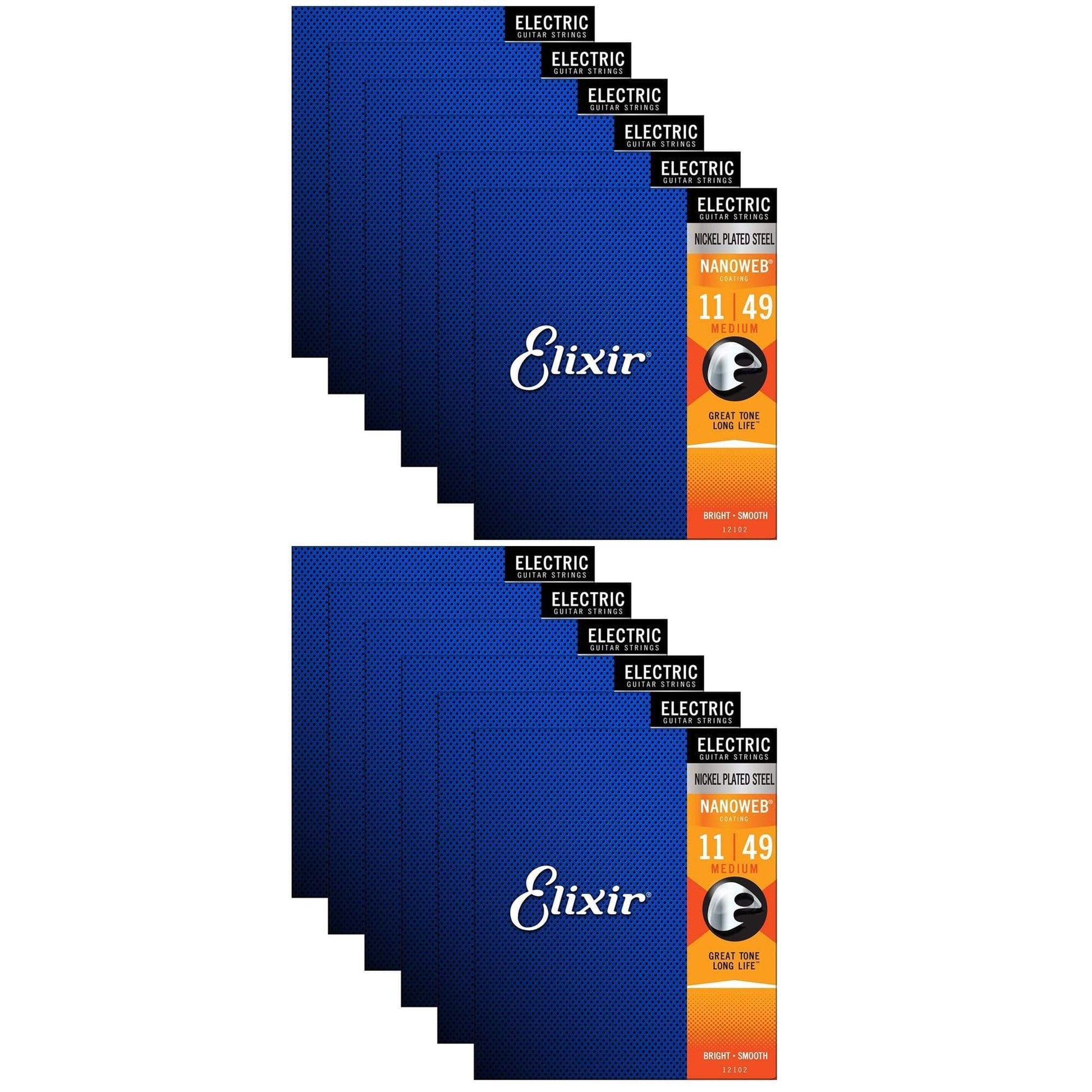 Elixir 12102 Electric Nano Medium 11-49 (12 Pack Bundle) Accessories / Strings / Guitar Strings