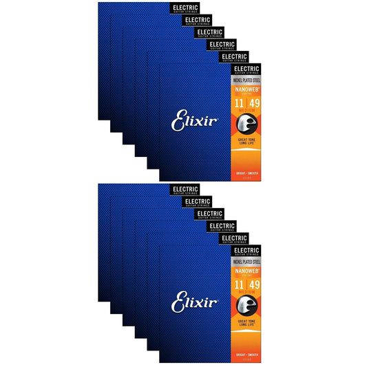 Elixir 12102 Electric Nano Medium 11-49 (12 Pack Bundle) Accessories / Strings / Guitar Strings