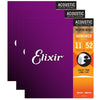 Elixir 16027 Acoustic PB Nano Custom Light 11-52 (3 Pack Bundle) Accessories / Strings / Guitar Strings