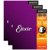 Elixir 16052 Acoustic Phosphor Bronze Nano Light 12-53 (3 Pack Bundle) Accessories / Strings / Guitar Strings