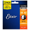 Elixir 16540 Electric Nickel Plated Steel Nanoweb Super Light 9-42 3-Pack Accessories / Strings / Guitar Strings