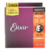 Elixir 16547 Acoustic Phosphor Bronze Nanoweb Guitar Strings HD Light 13-53 3-Pack Accessories / Strings / Guitar Strings