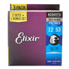 Elixir 16548 Acoustic 80/20 Bronze Polyweb Guitar Strings Light 12-53 3-Pack Accessories / Strings / Guitar Strings