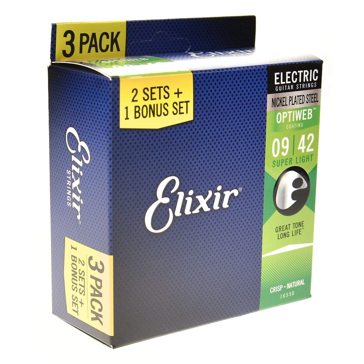 Elixir Strings Optiweb Elixir 16550 Electric Optiweb Guitar Strings Super Light 9-42 3-Pack ...