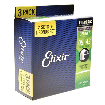 Elixir 16550 Electric Optiweb Guitar Strings Super Light 9-42 3-Pack Accessories / Strings / Guitar Strings