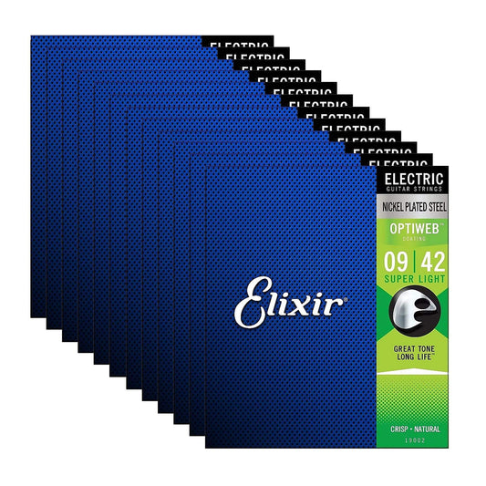 Elixir 19002 Optiweb Electric Guitar Strings Super Light 9-42 12 Pack Bundle Accessories / Strings / Guitar Strings
