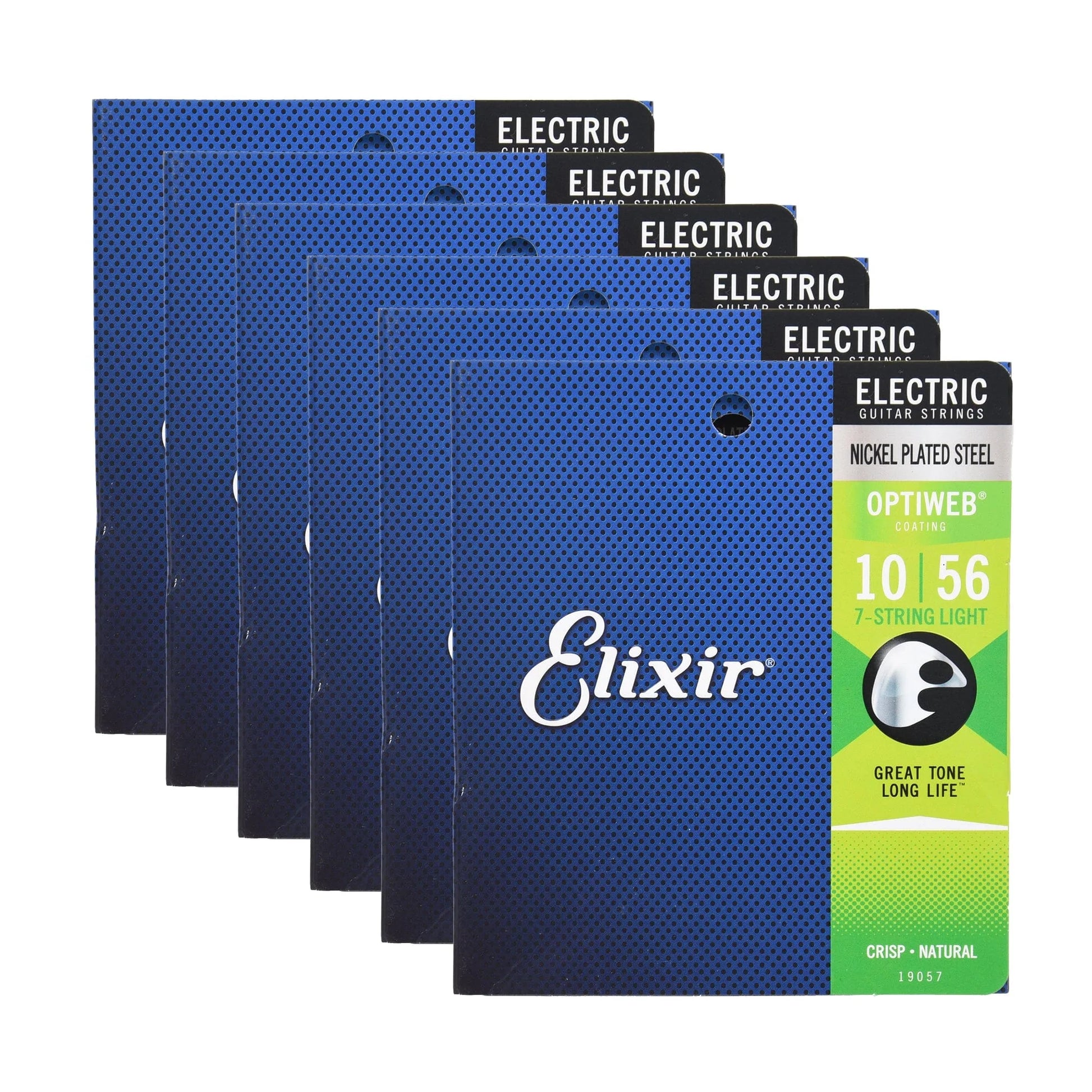 Elixir 19057 Electric Optiweb 7-String Light 10-56 6 Pack Bundle Accessories / Strings / Guitar Strings