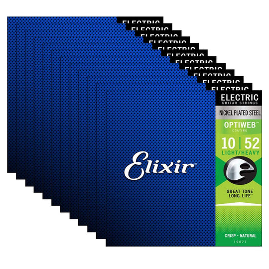 Elixir 19077 Optiweb Electric Guitar Strings Light-Heavy 10-52 12 Pack Bundle Accessories / Strings / Guitar Strings