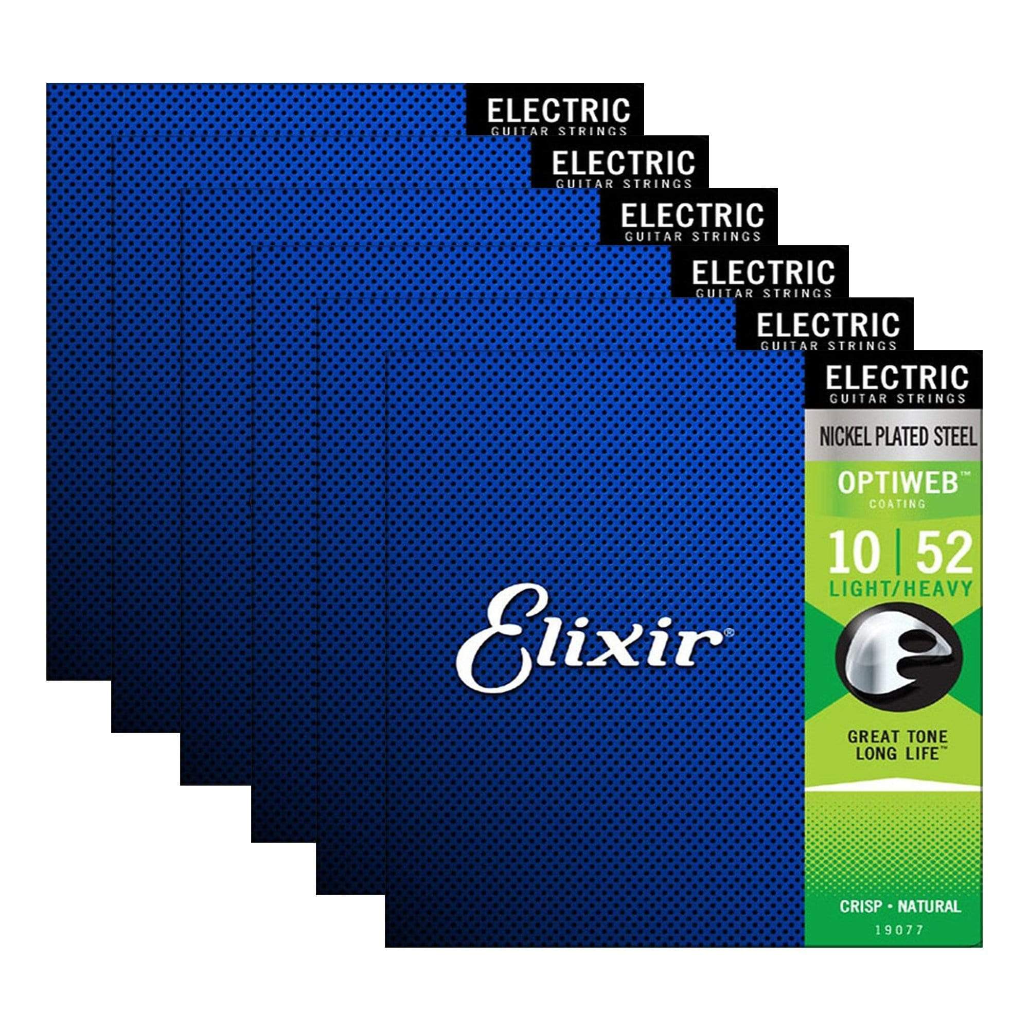 Elixir 19077 Optiweb Electric Guitar Strings Light-Heavy 10-52 6 Pack Bundle Accessories / Strings / Guitar Strings