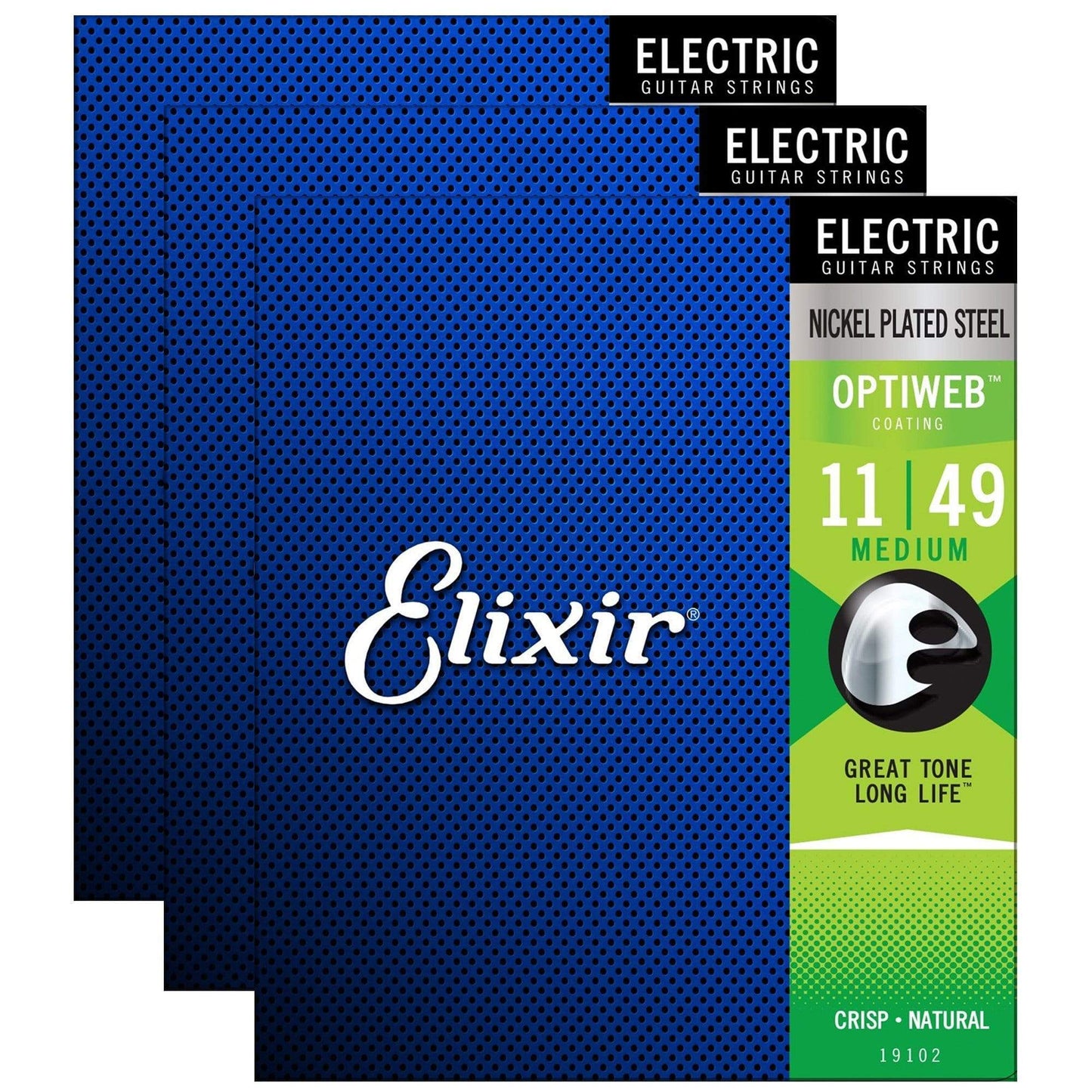 Elixir 19102 Optiweb Electric Guitar Strings Medium 11-49 (3 Pack Bundle) Accessories / Strings / Guitar Strings